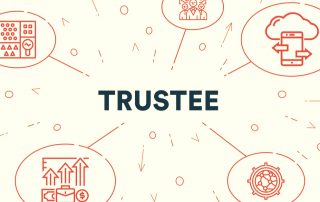 Conceptual business illustration with the words trustee