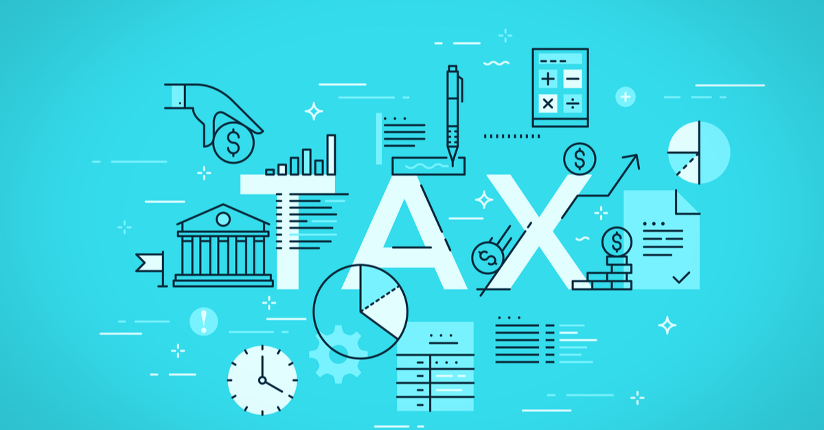 for web page, law, banking, taxes information and news, services. Modern vector illustration concept of word tax for website and mobile applications banners.