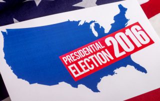 Presidential Election Vote and American Flag