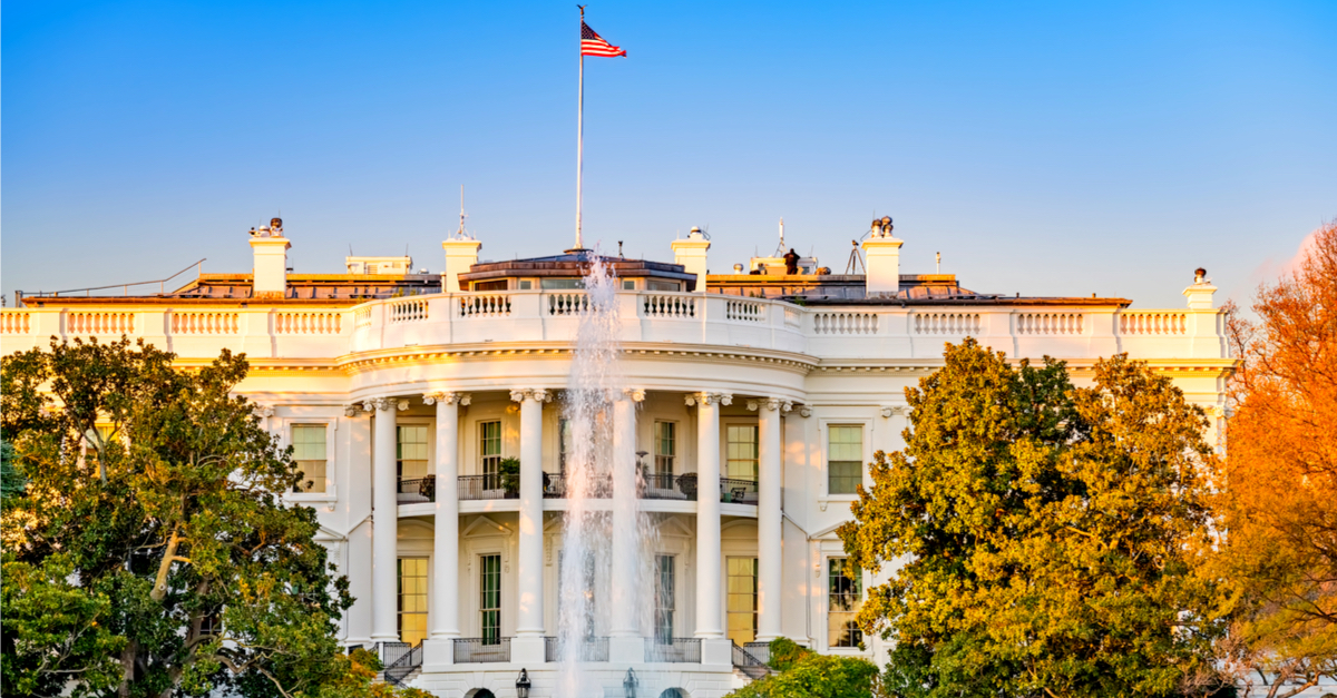The White House illuminated by evening sun, Washington DC